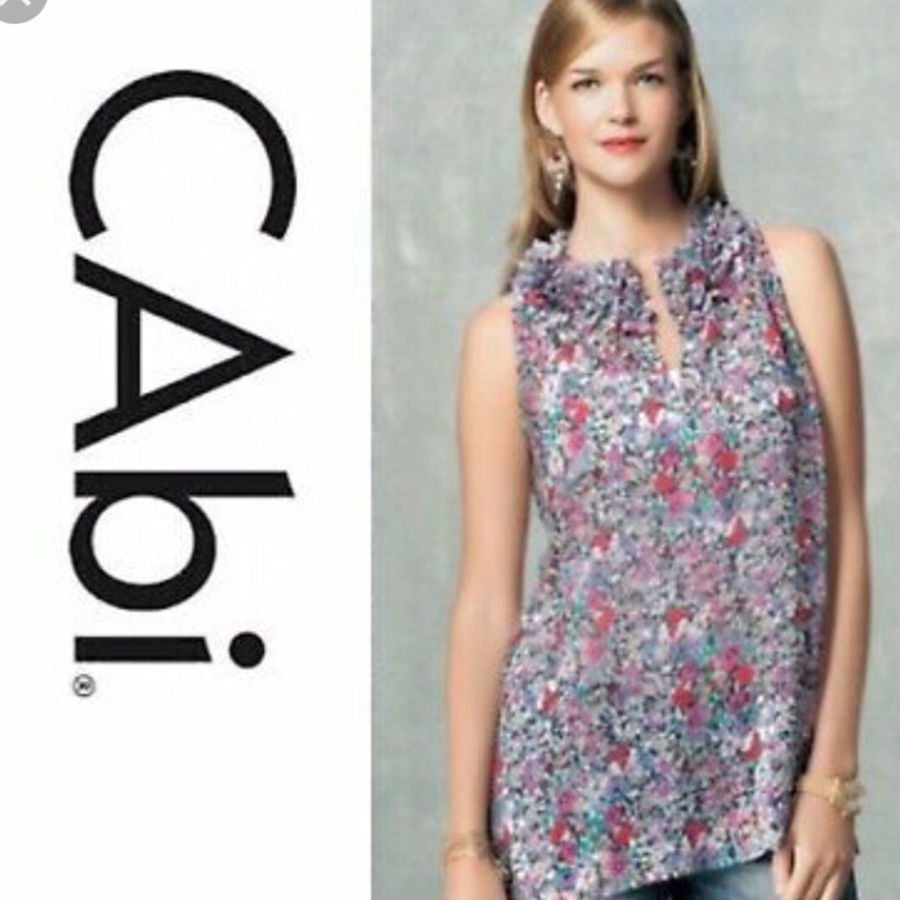 CAbi 355 Liberty Ruffle Sleeveless Blouse Sz XS